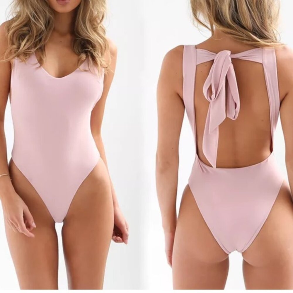 Baby Pink Tie Back Playsuit Bodysuit